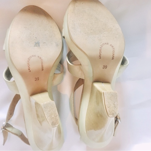 Gixus tan light brown soft leather hand crafted platform sandals EU 39 US 9 - Picture 5 of 7